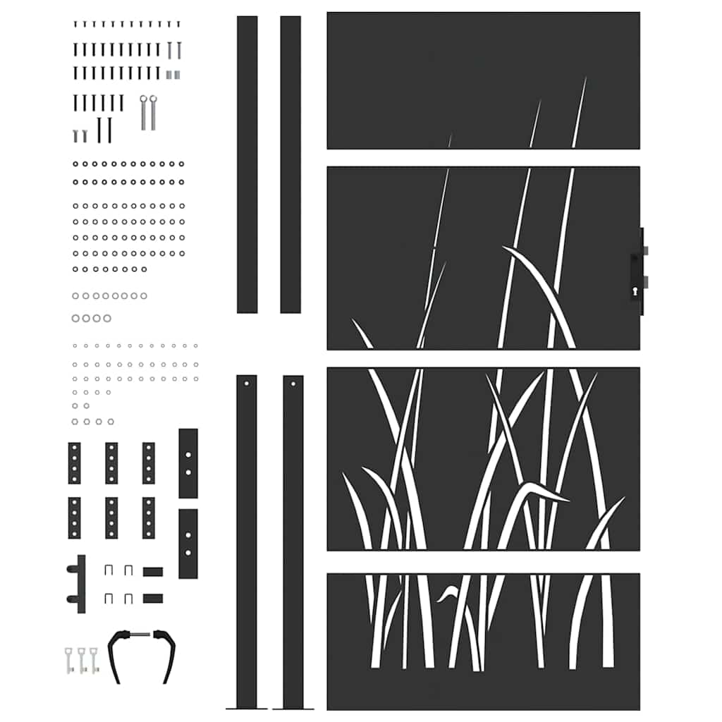 Cancello da giardino con blocco Nero 110 x 180 cm | homemem39