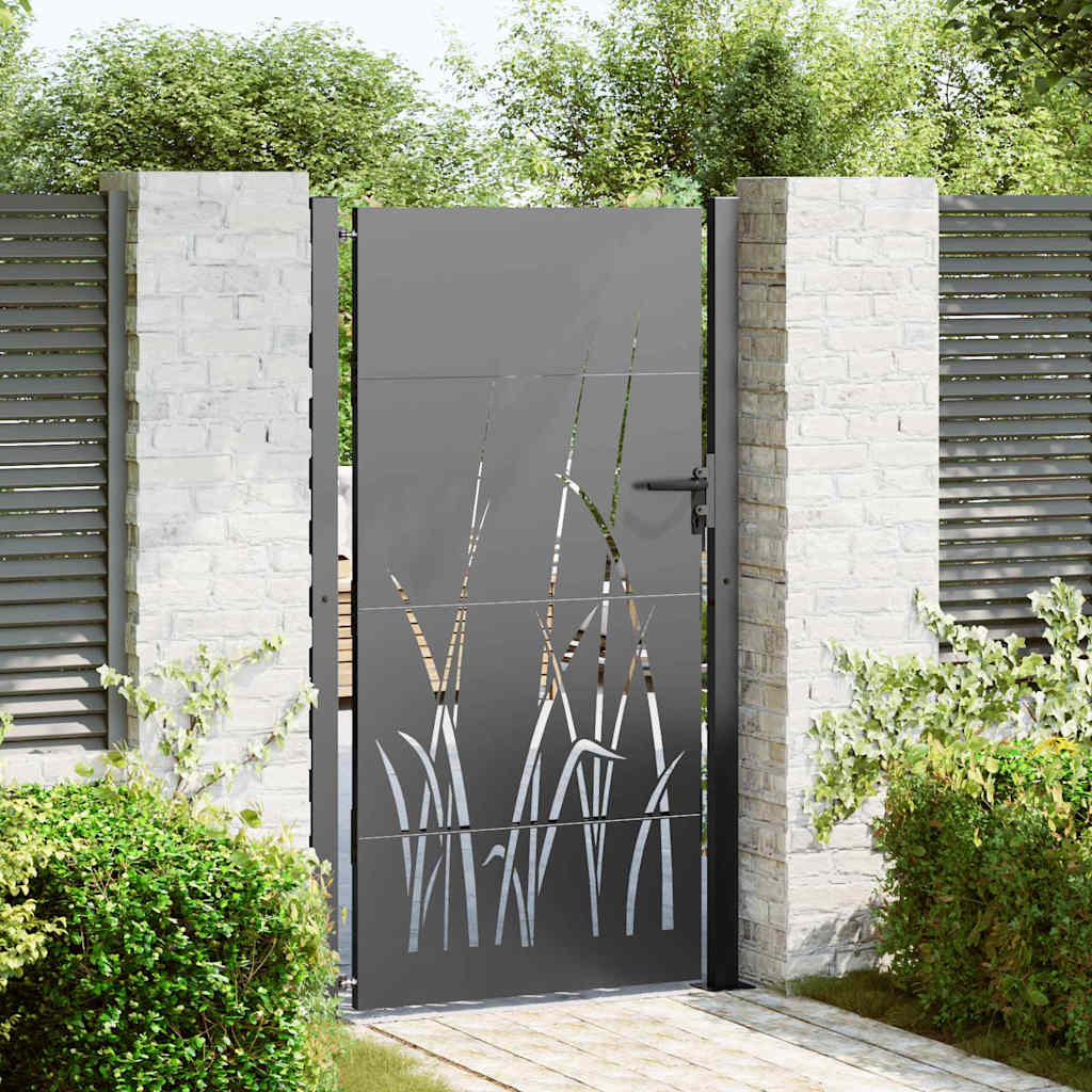Cancello da giardino con blocco Nero 110 x 205 cm | homemem39