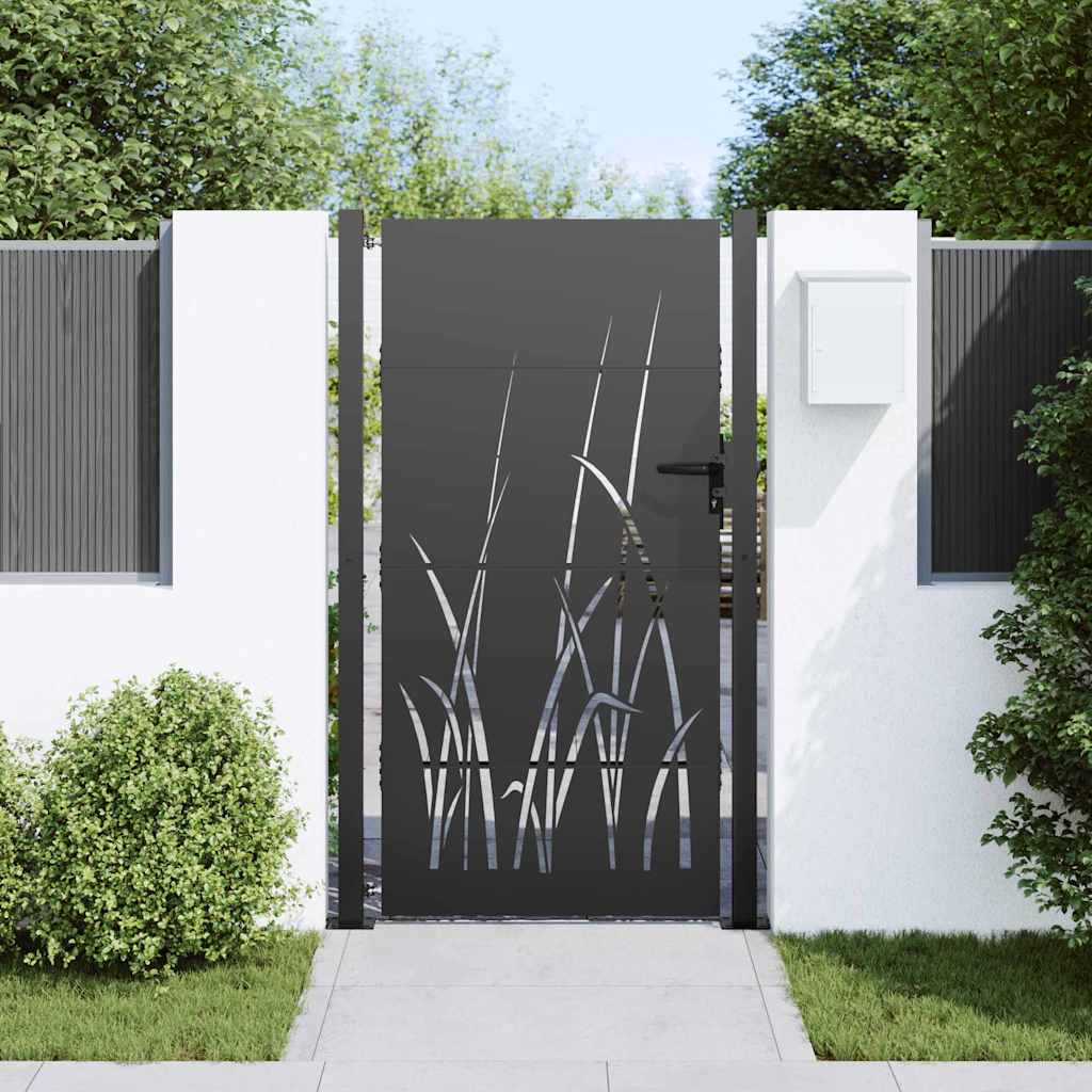 Cancello da giardino con blocco Nero 110 x 205 cm | homemem39