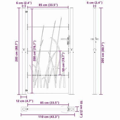 Cancello da giardino con blocco Nero 110 x 205 cm | homemem39