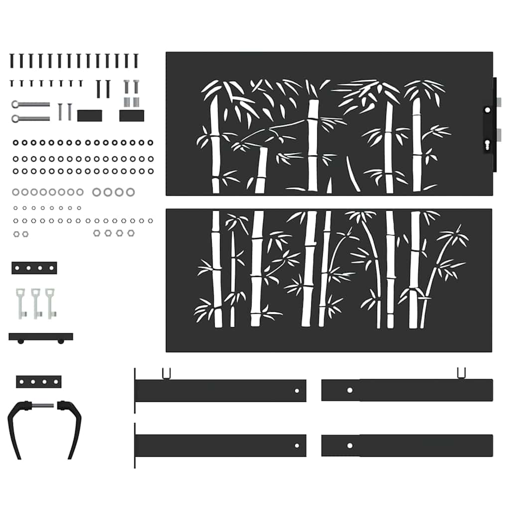 Cancello da giardino con blocco Nero 110 x 105 cm | homemem39