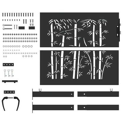 Cancello da giardino con blocco Nero 110 x 105 cm | homemem39