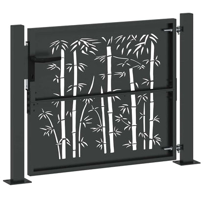 Cancello da giardino con blocco Nero 110 x 105 cm | homemem39