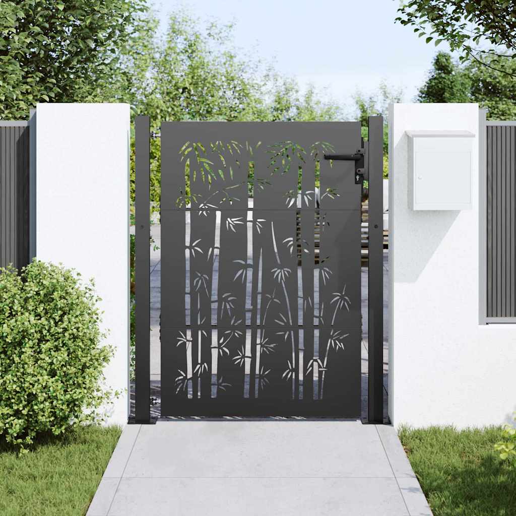 Cancello da giardino con blocco Nero 110 x 130 cm