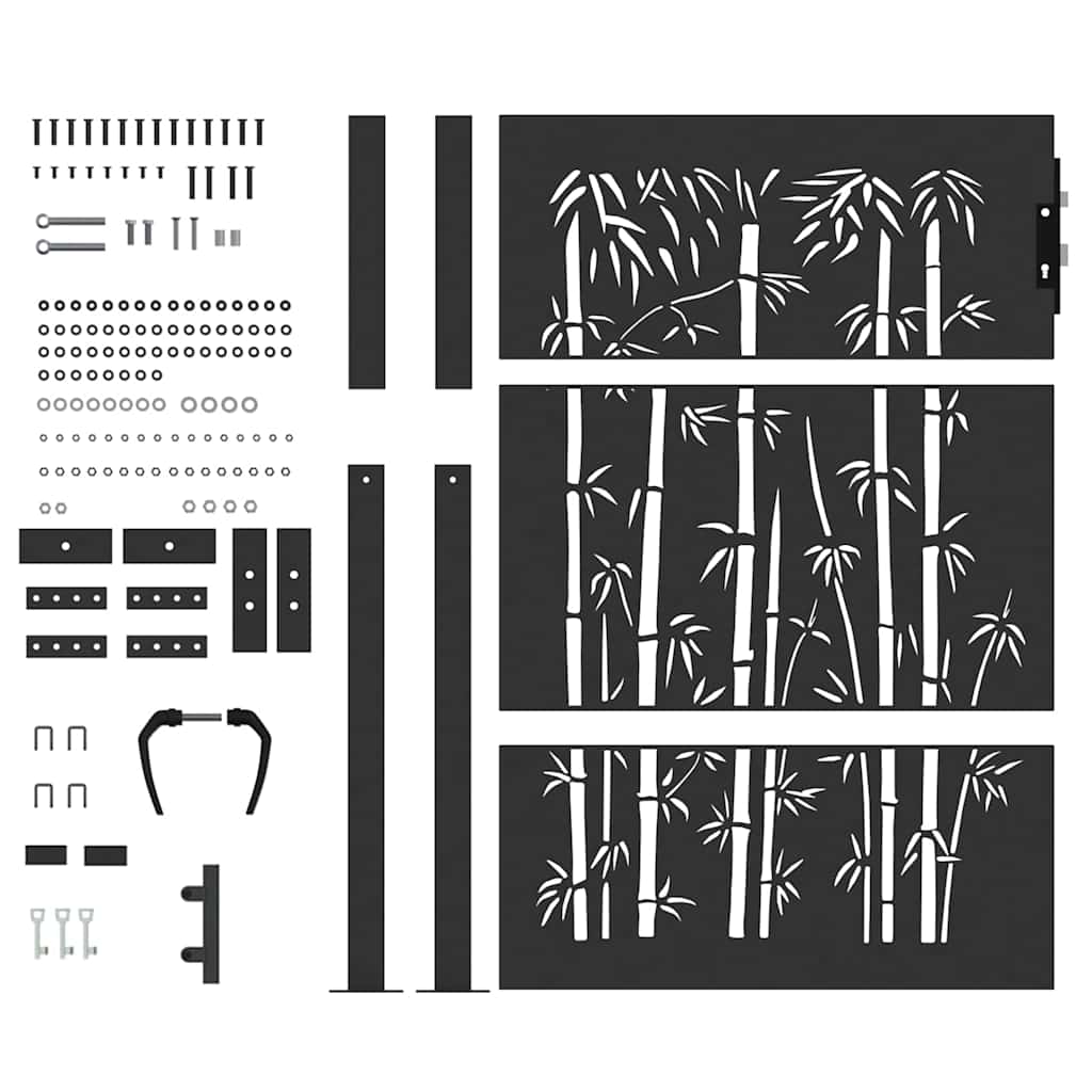 Cancello da giardino con blocco Nero 110 x 155 cm | homemem39