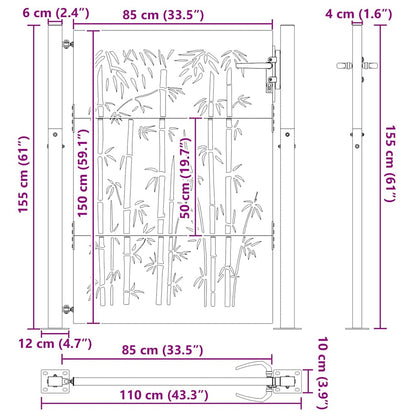 Cancello da giardino con blocco Nero 110 x 155 cm
