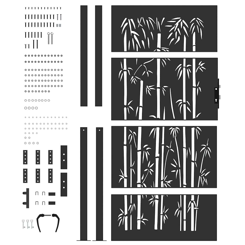 Cancello da giardino con blocco Nero 110 x 205 cm | homemem39