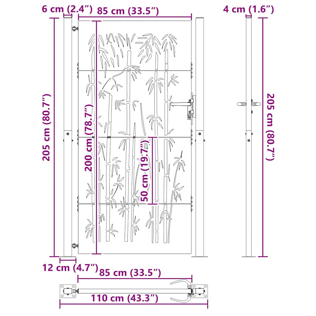 Cancello da giardino con blocco Nero 110 x 205 cm | homemem39