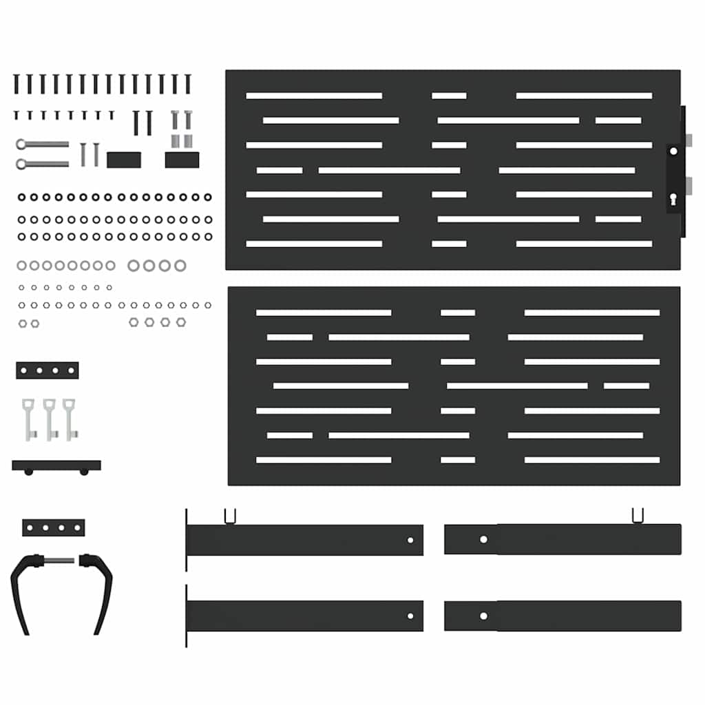 Cancello da giardino con blocco Nero 110 x 105 cm | homemem39