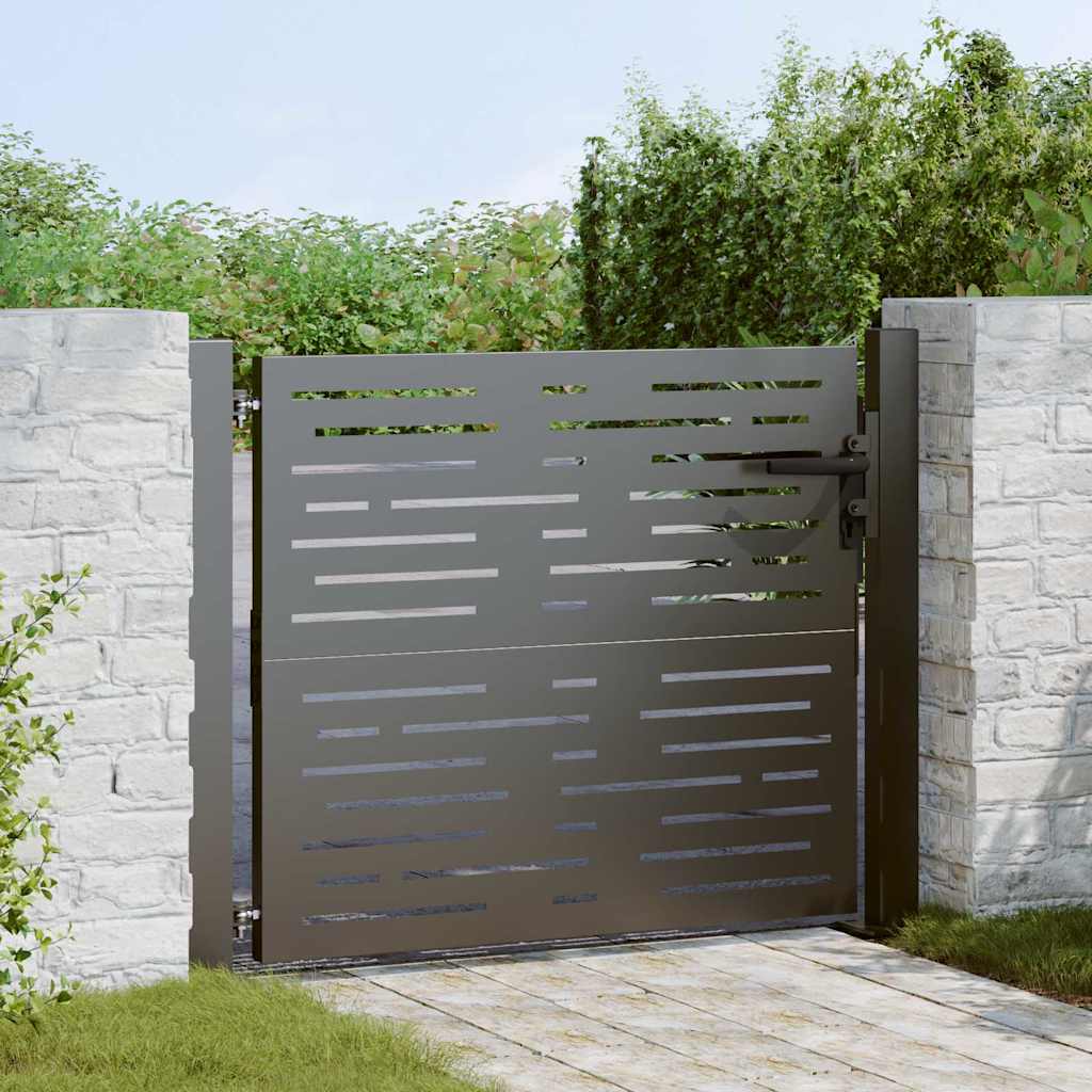 Cancello da giardino con blocco Nero 110 x 105 cm