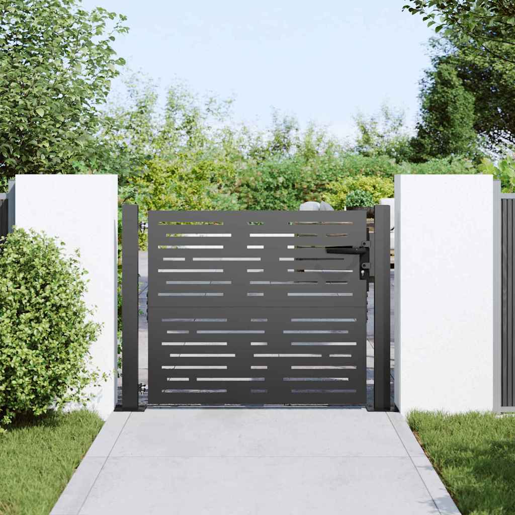 Cancello da giardino con blocco Nero 110 x 105 cm