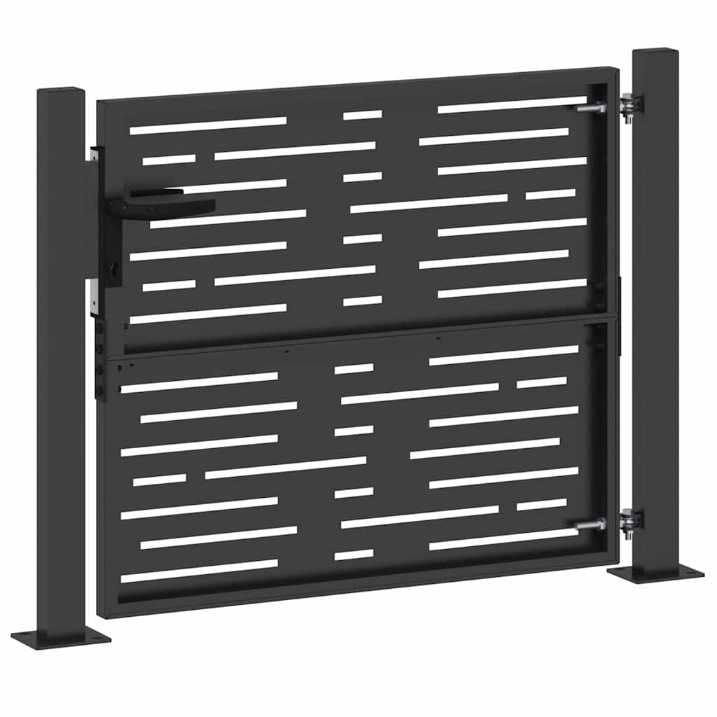 Cancello da giardino con blocco Nero 110 x 105 cm