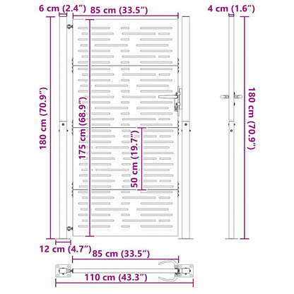 Cancello da giardino con blocco Nero 110 x 180 cm