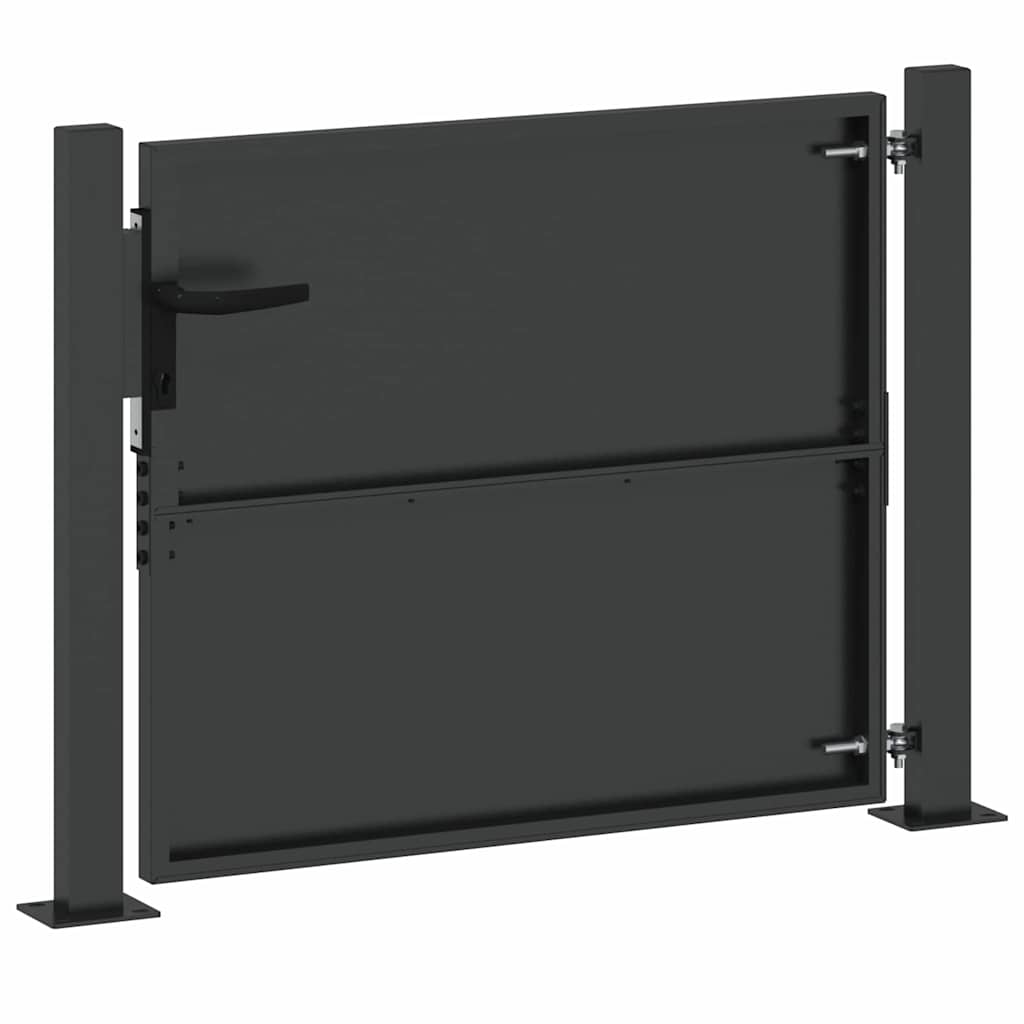 Cancello da giardino con blocco Nero 110 x 105 cm | homemem39