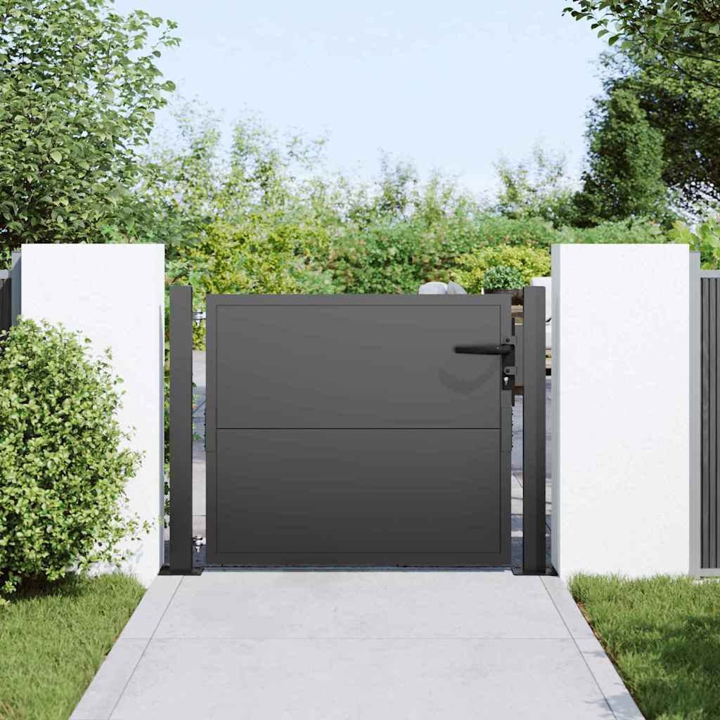 Cancello da giardino con blocco Nero 110 x 105 cm
