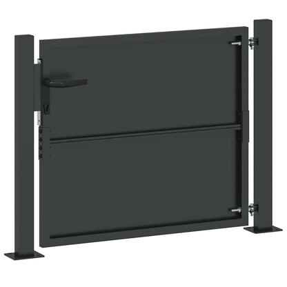 Cancello da giardino con blocco Nero 110 x 105 cm | homemem39