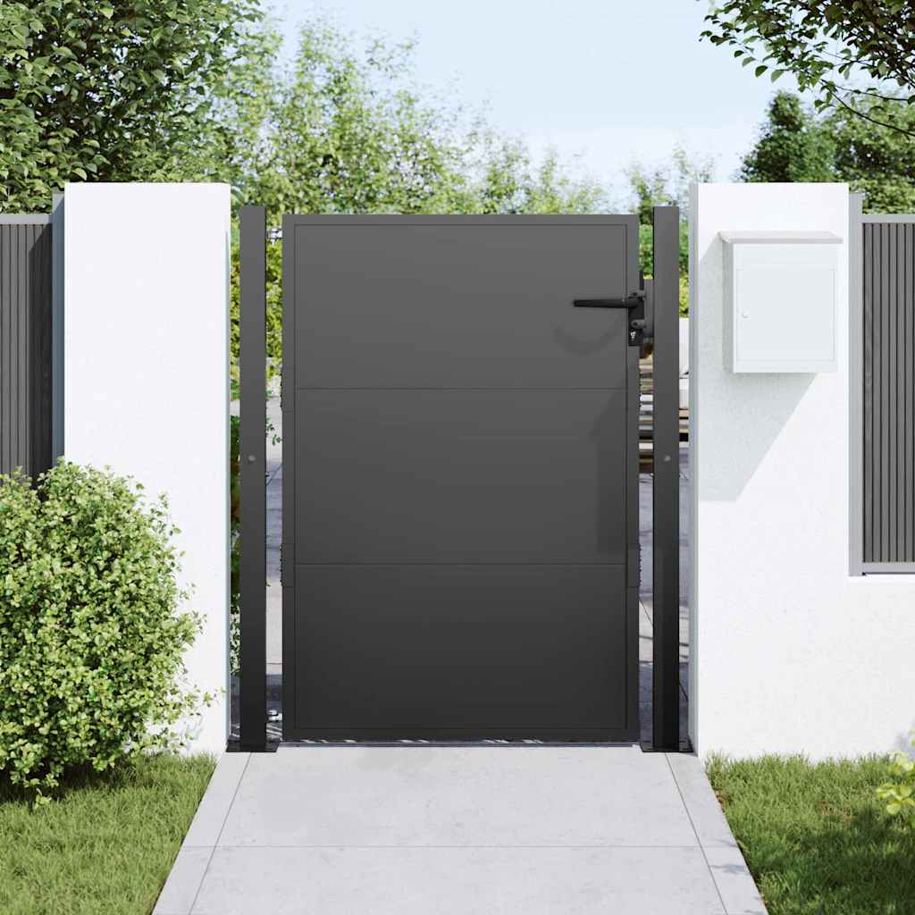 Cancello da giardino con blocco Nero 110 x 130 cm | homemem39