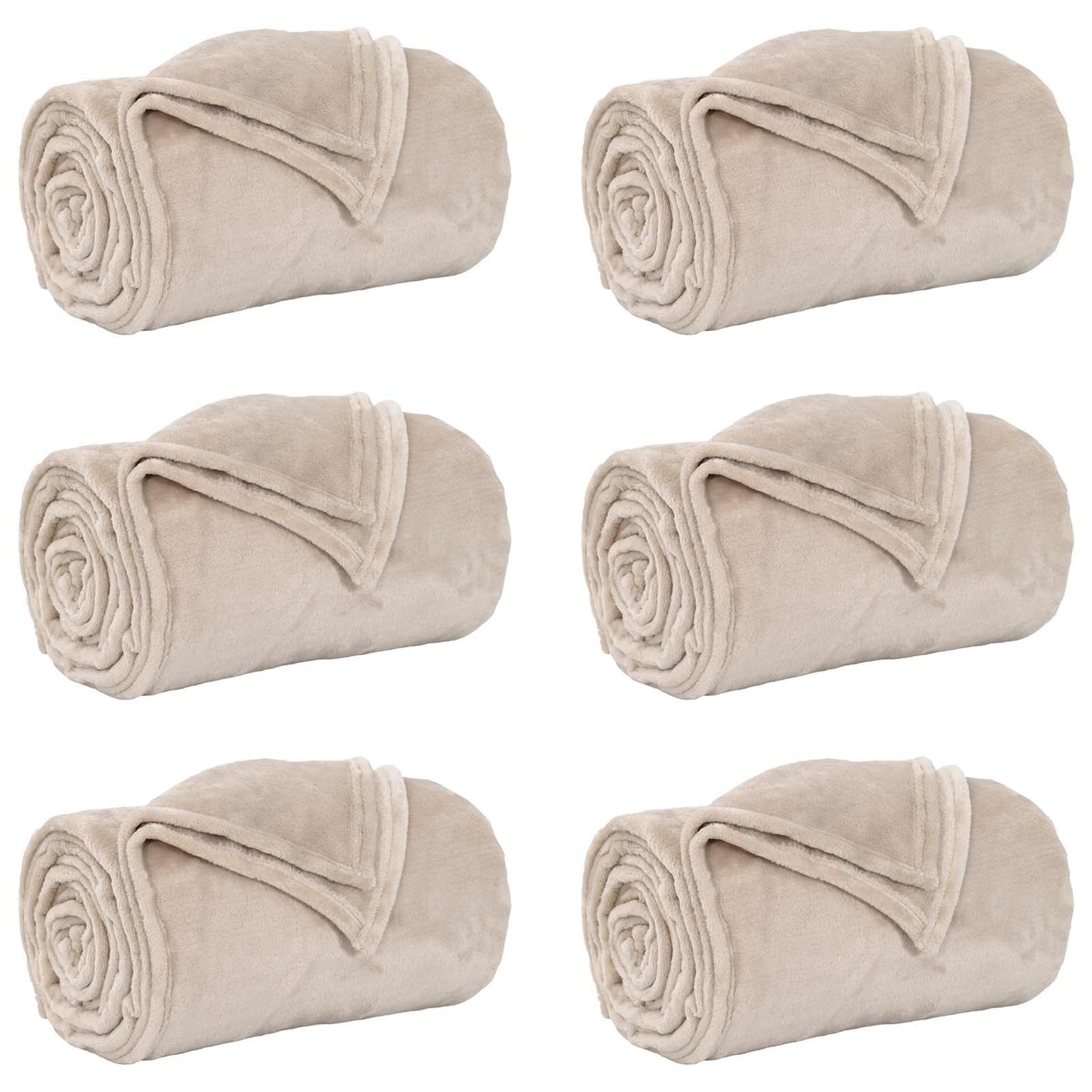 Coperte da Pile 6 pcs Beige 150 x 200 cm Panno