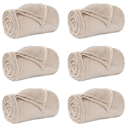 Coperte da Pile 6 pcs Beige 150 x 200 cm Panno