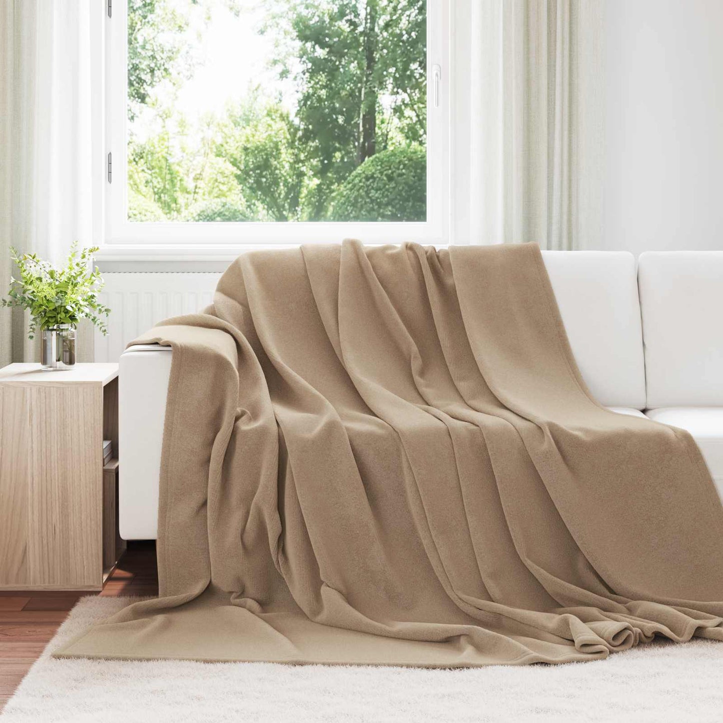 Coperte da Pile 6 pcs Cammello 220 x 240 cm Panno
