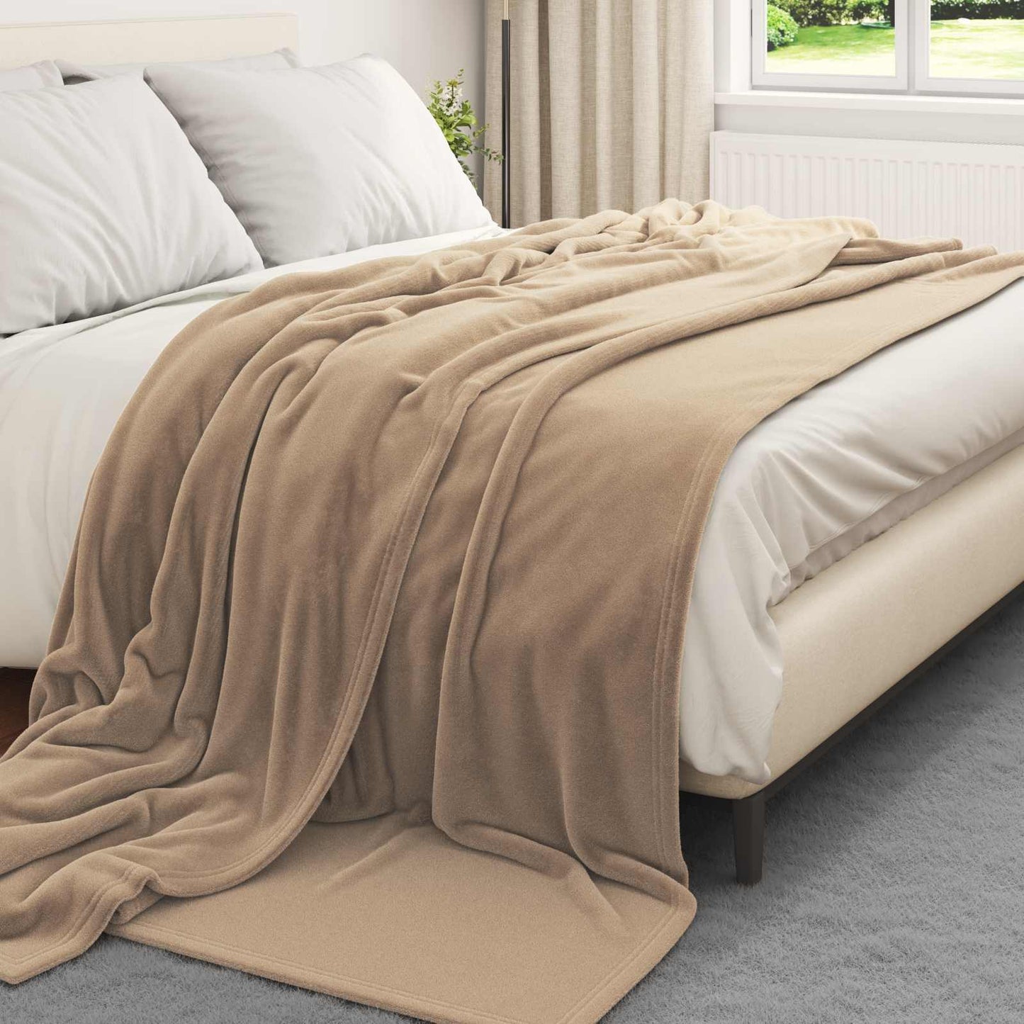 Coperte da Pile 6 pcs Cammello 220 x 240 cm Panno