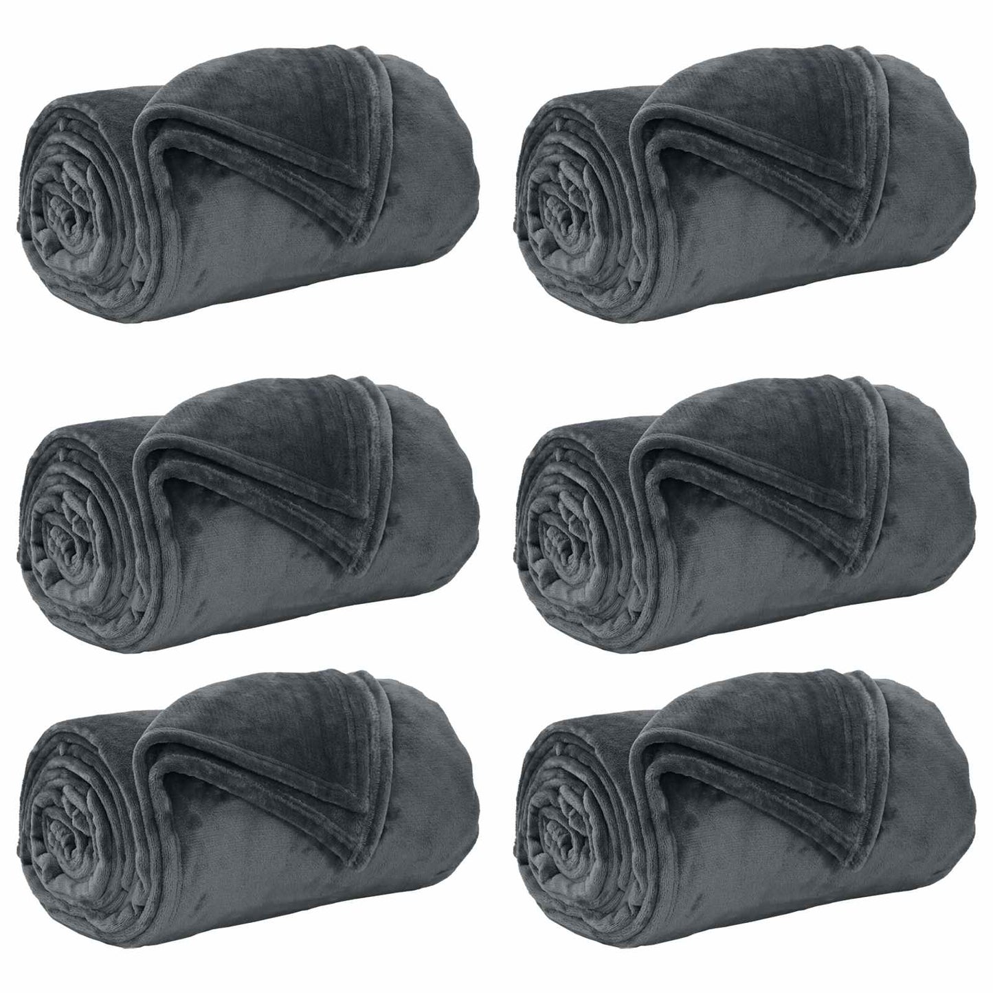 Coperte da Pile 6 pcs Grigio scuro 220 x 240 cm Panno