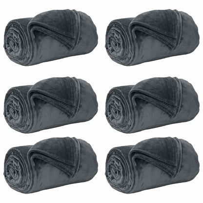 Coperte da Pile 6 pcs Grigio scuro 240 x 270 cm Panno