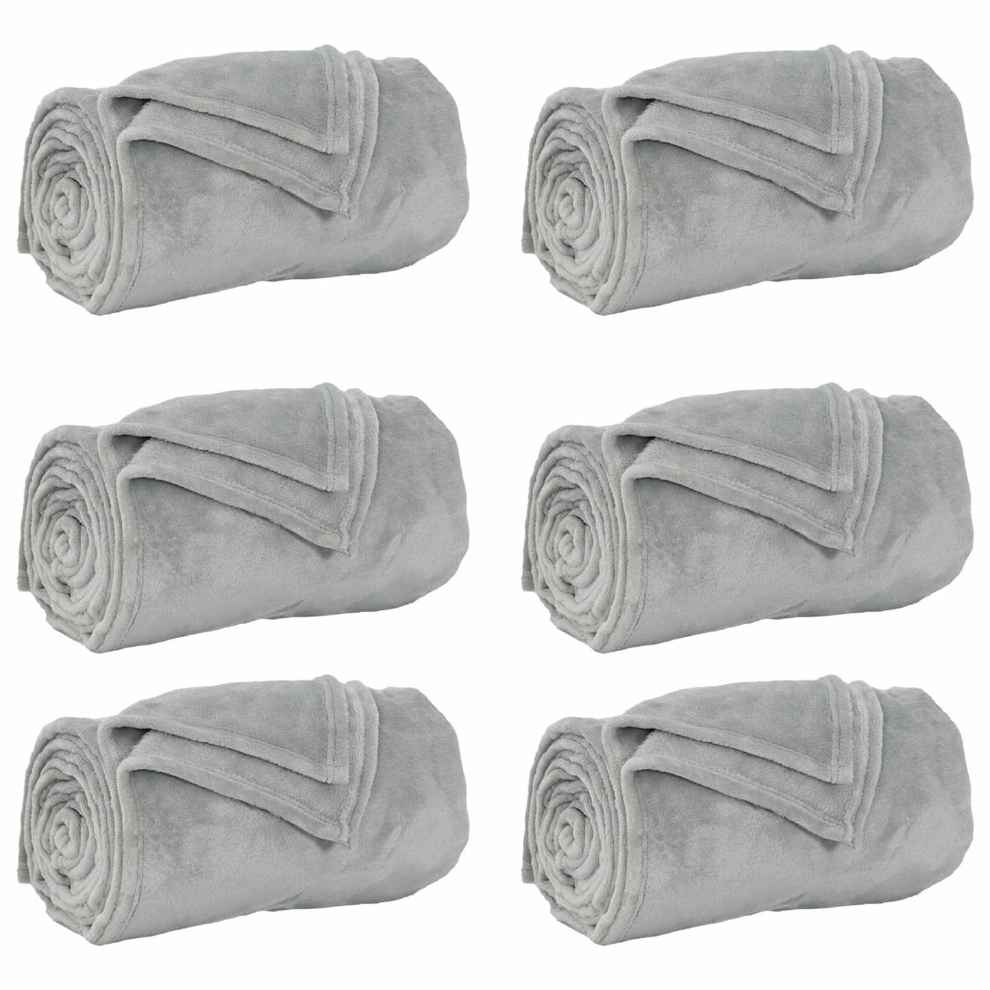 Coperte da Pile 6 pcs Grigio 240 x 270 cm Panno