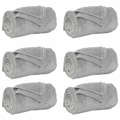 Coperte da Pile 6 pcs Grigio 240 x 270 cm Panno