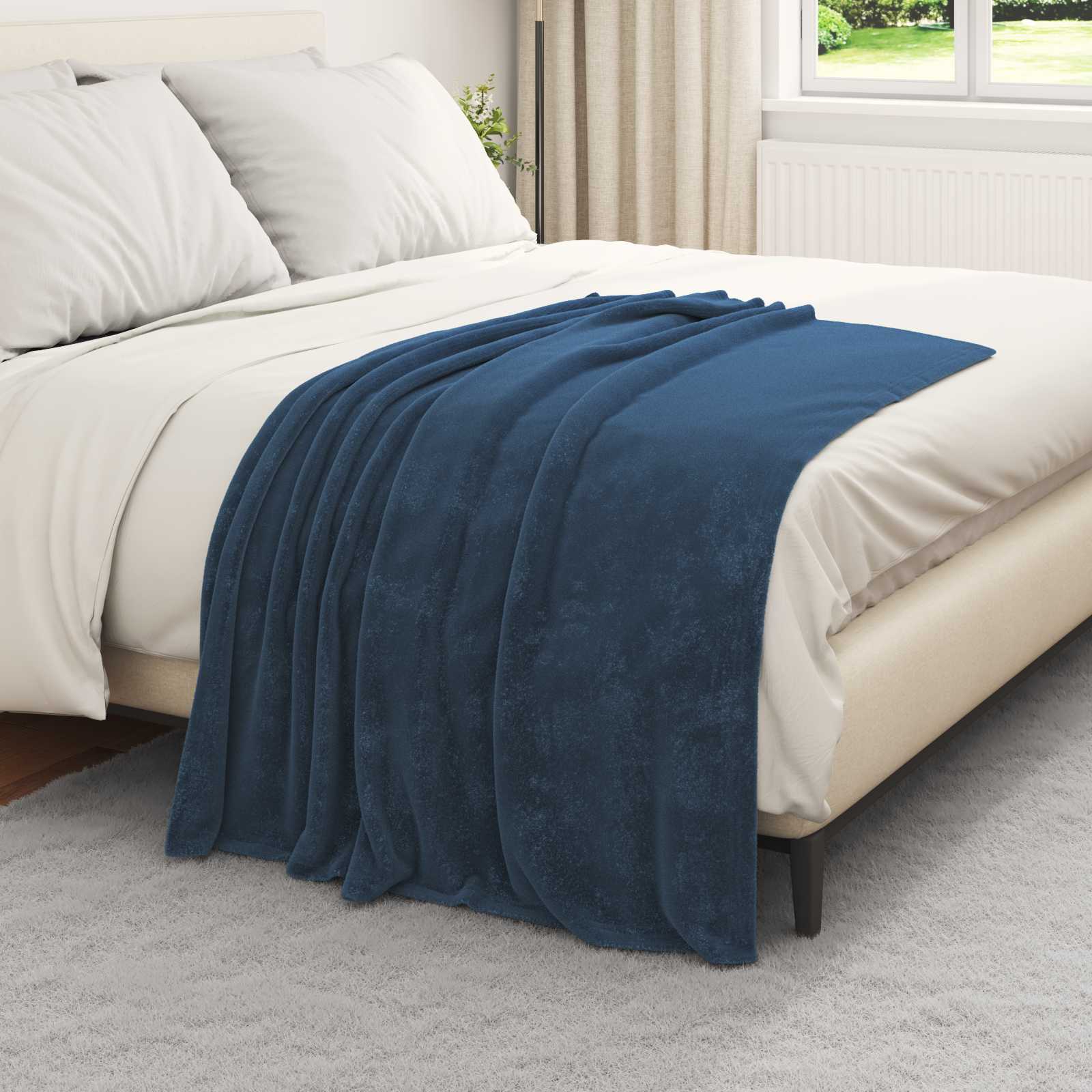 Coperte da Pile 6 pcs Blu navy 130 x 150 cm Panno | homemem39