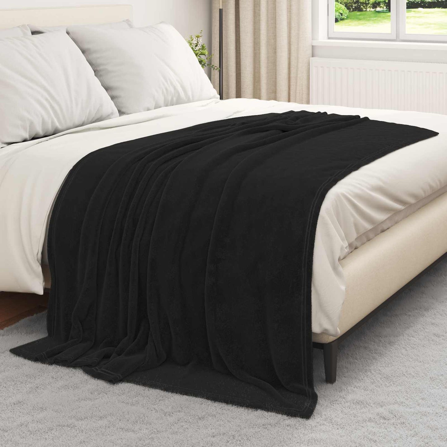 Coperte da Pile 6 pcs Nero 150 x 200 cm Panno | homemem39