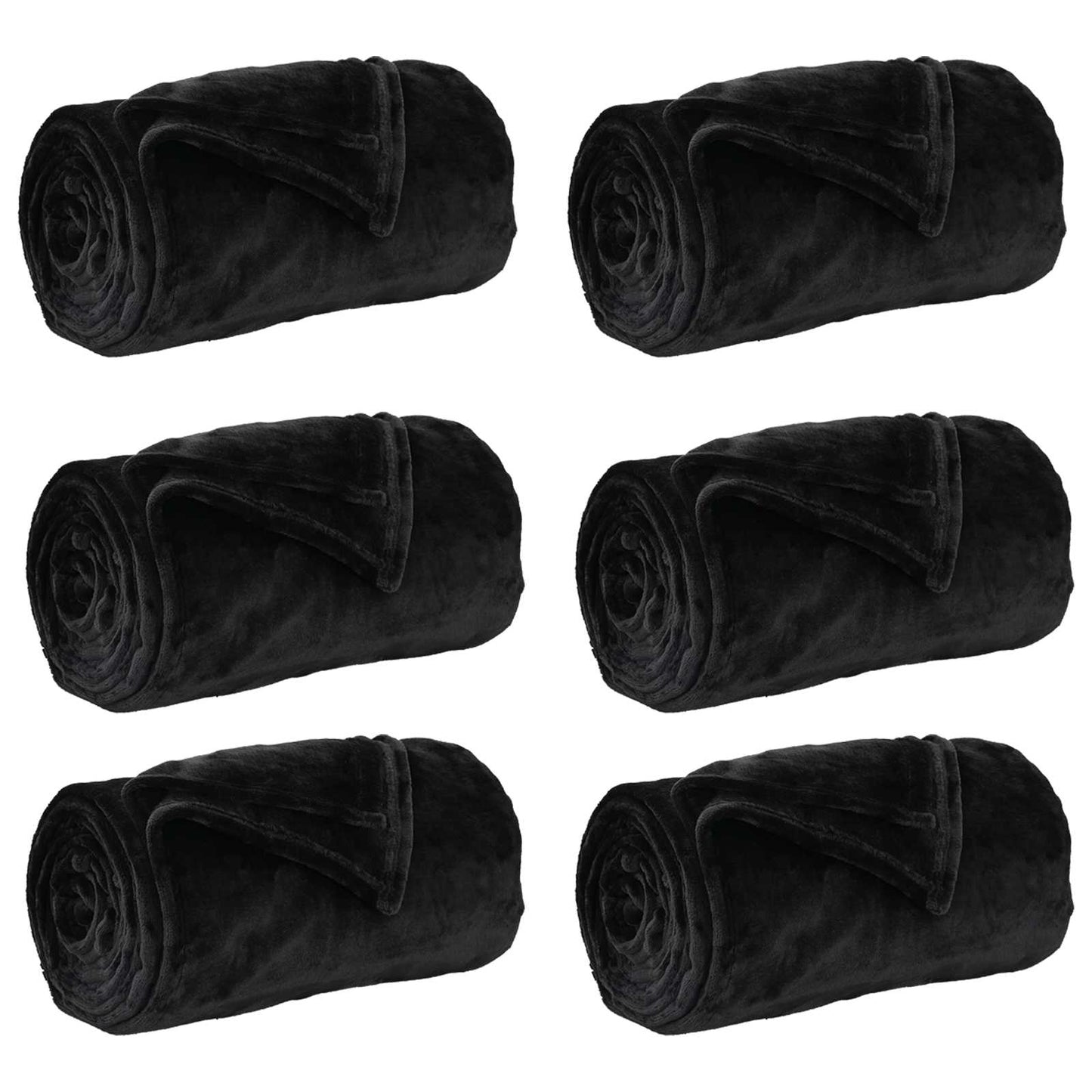 Coperte da Pile 6 pcs Nero 150 x 200 cm Panno | homemem39