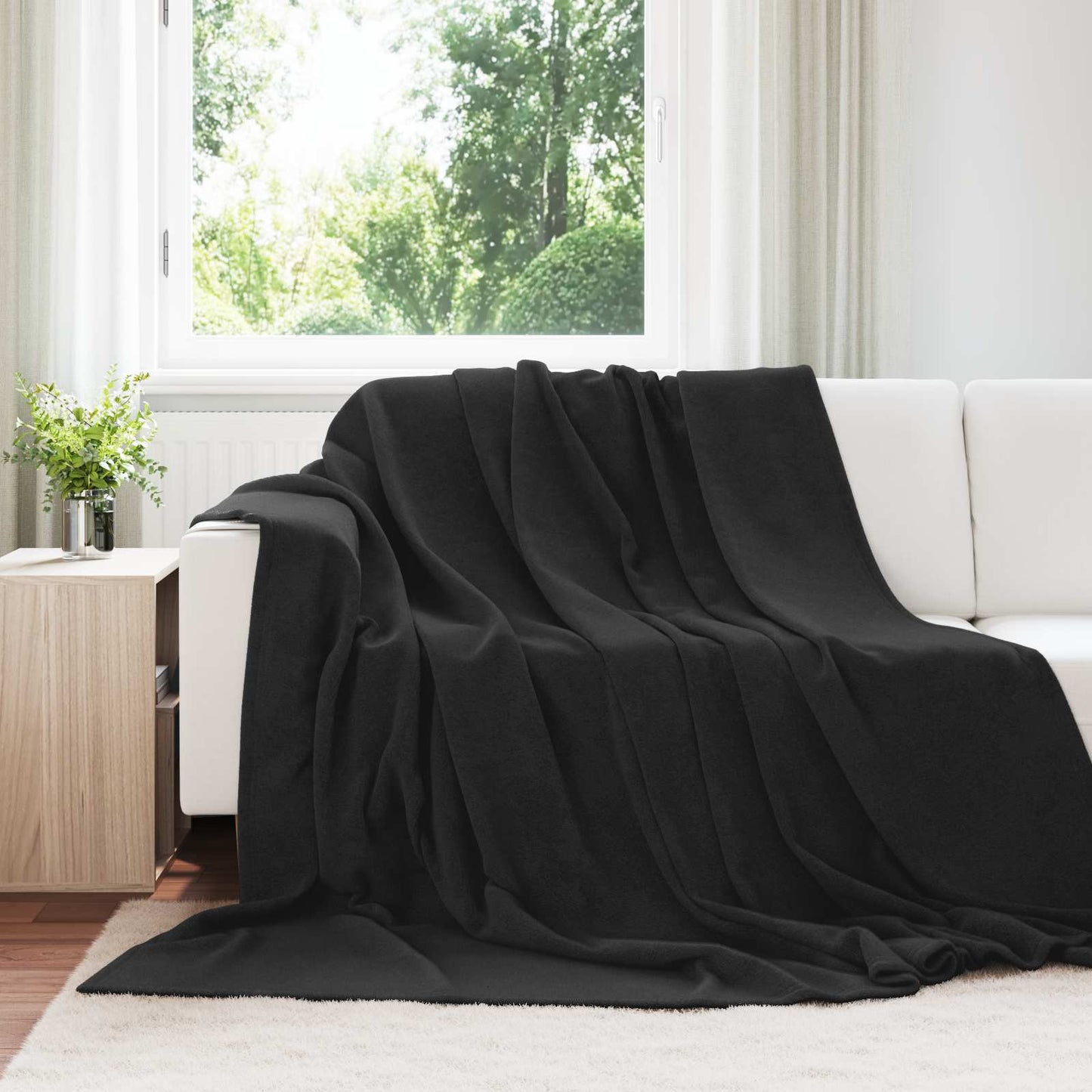 Coperte da Pile 6 pcs Nero 240 x 270 cm Panno | homemem39