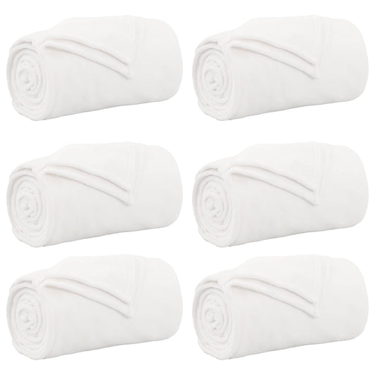 Coperte da Pile 6 pcs Bianco 220 x 240 cm Panno