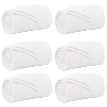 Coperte da Pile 6 pcs Bianco 220 x 240 cm Panno