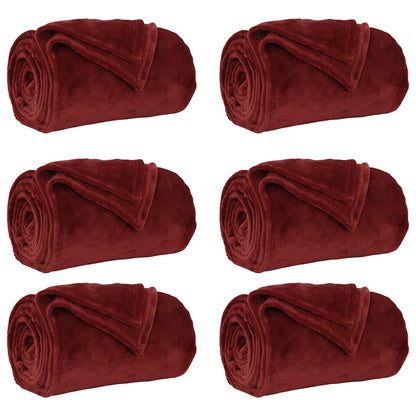 Coperte da Pile 6 pcs Rosso Bordeaux 150 x 200 cm Panno