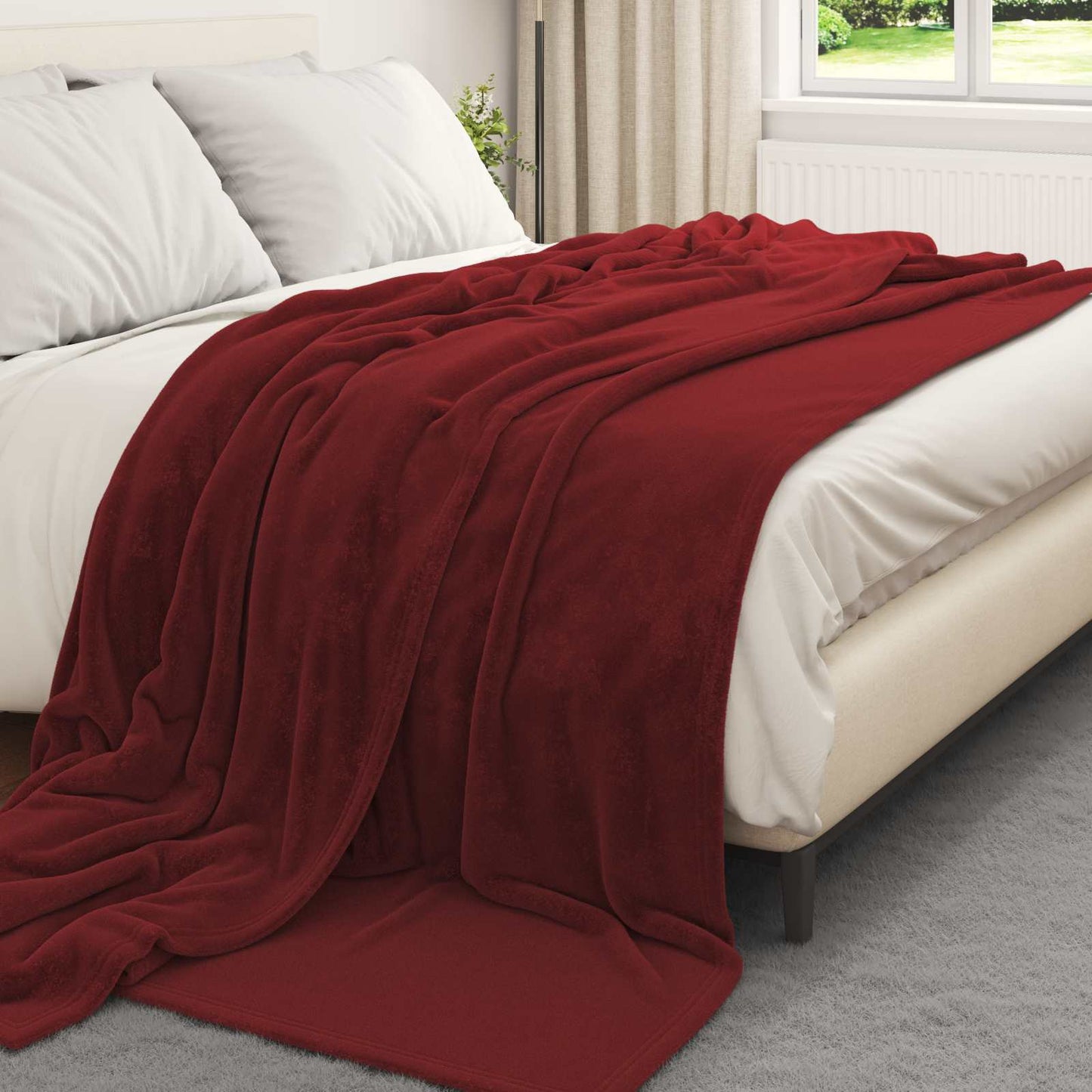 Coperte da Pile 6 pcs Rosso Bordeaux 220 x 240 cm Panno