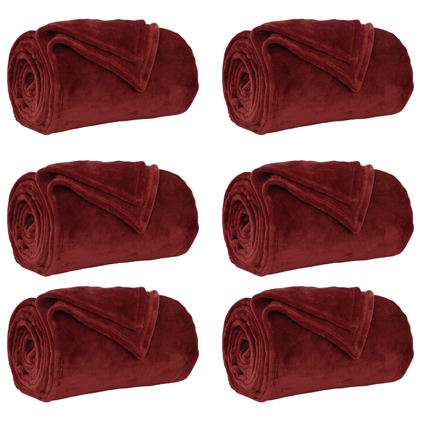 Coperte da Pile 6 pcs Rosso Bordeaux 240 x 270 cm Panno