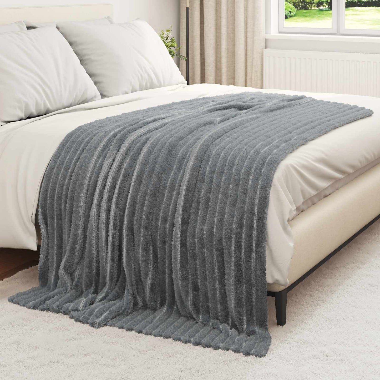 Coperta Grigio scuro 200 x 150 cm Panno | homemem39