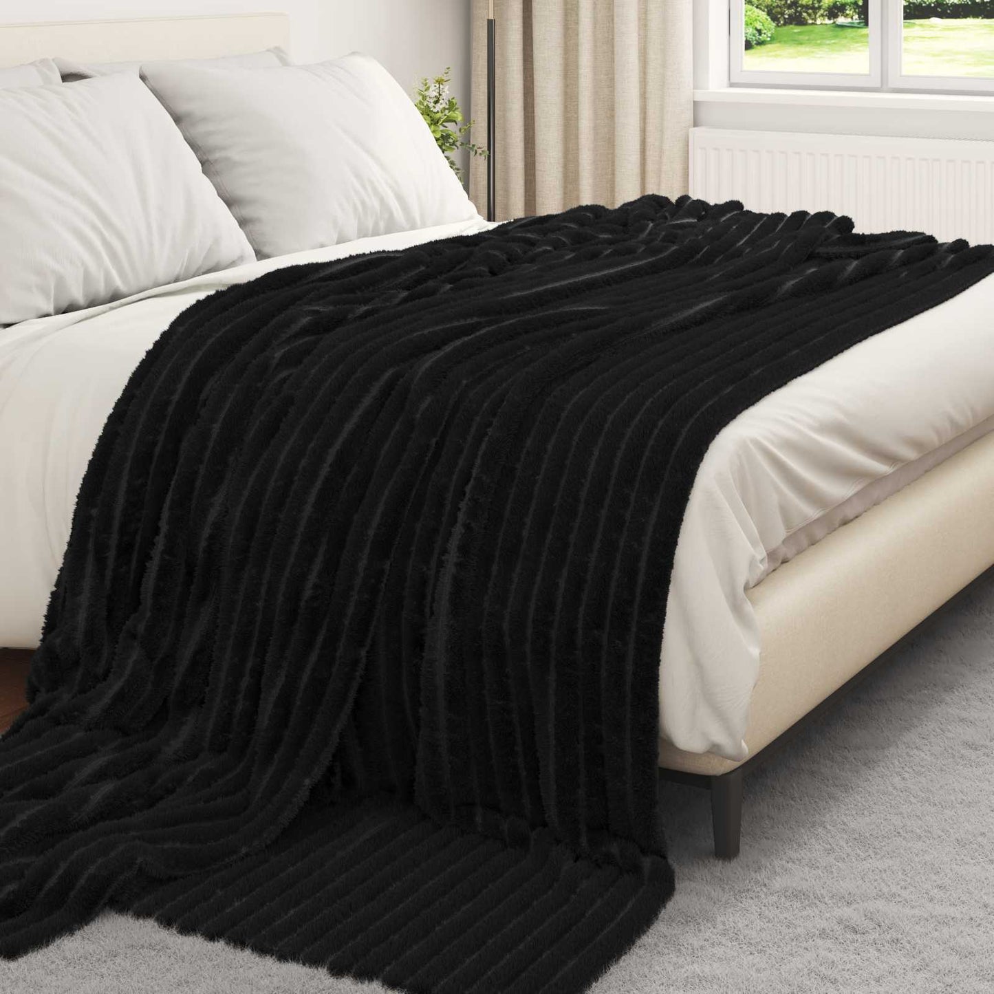 Coperta Nero 240 x 220 cm Panno