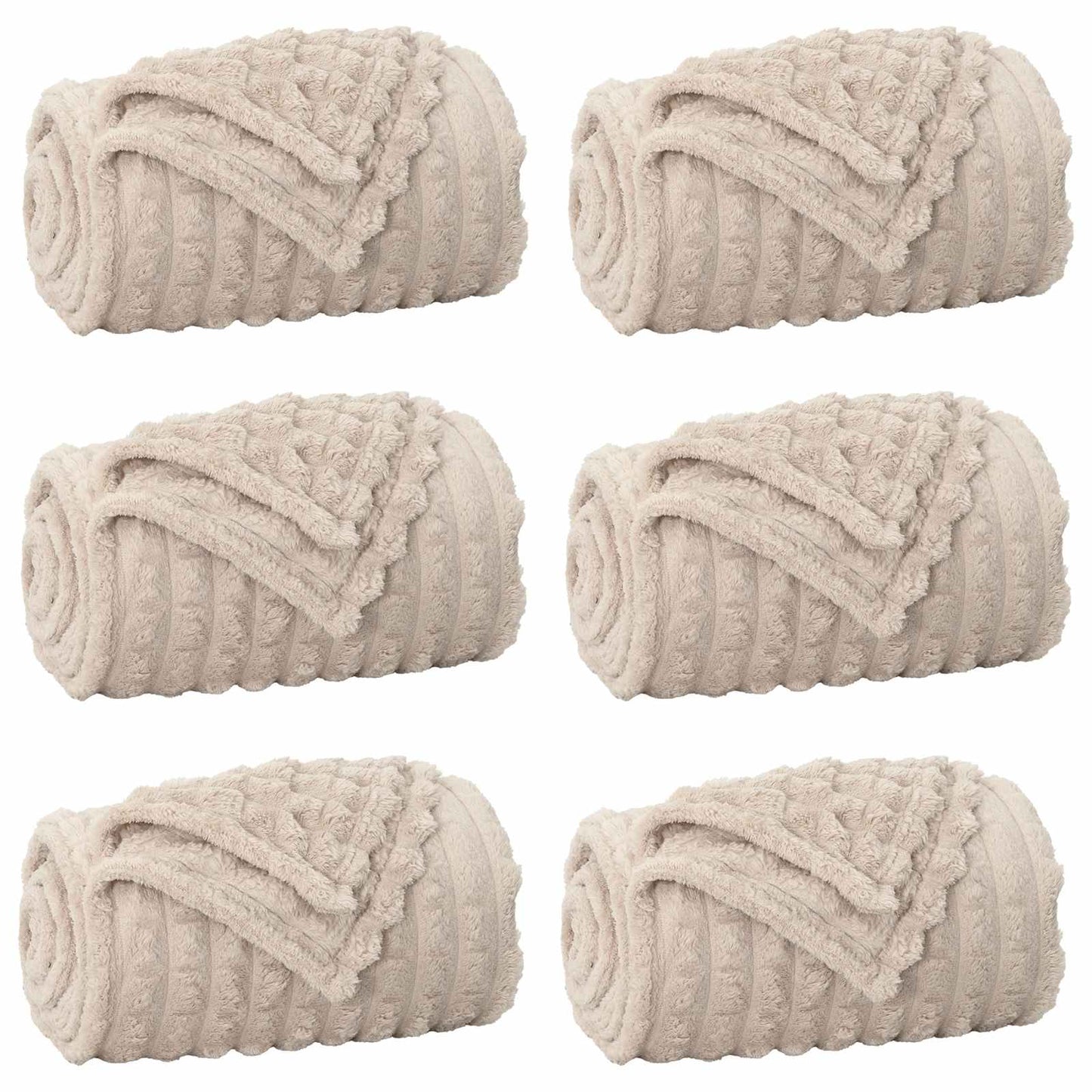 Coperte da Pile 6 pcs Beige 150 x 130 cm Panno