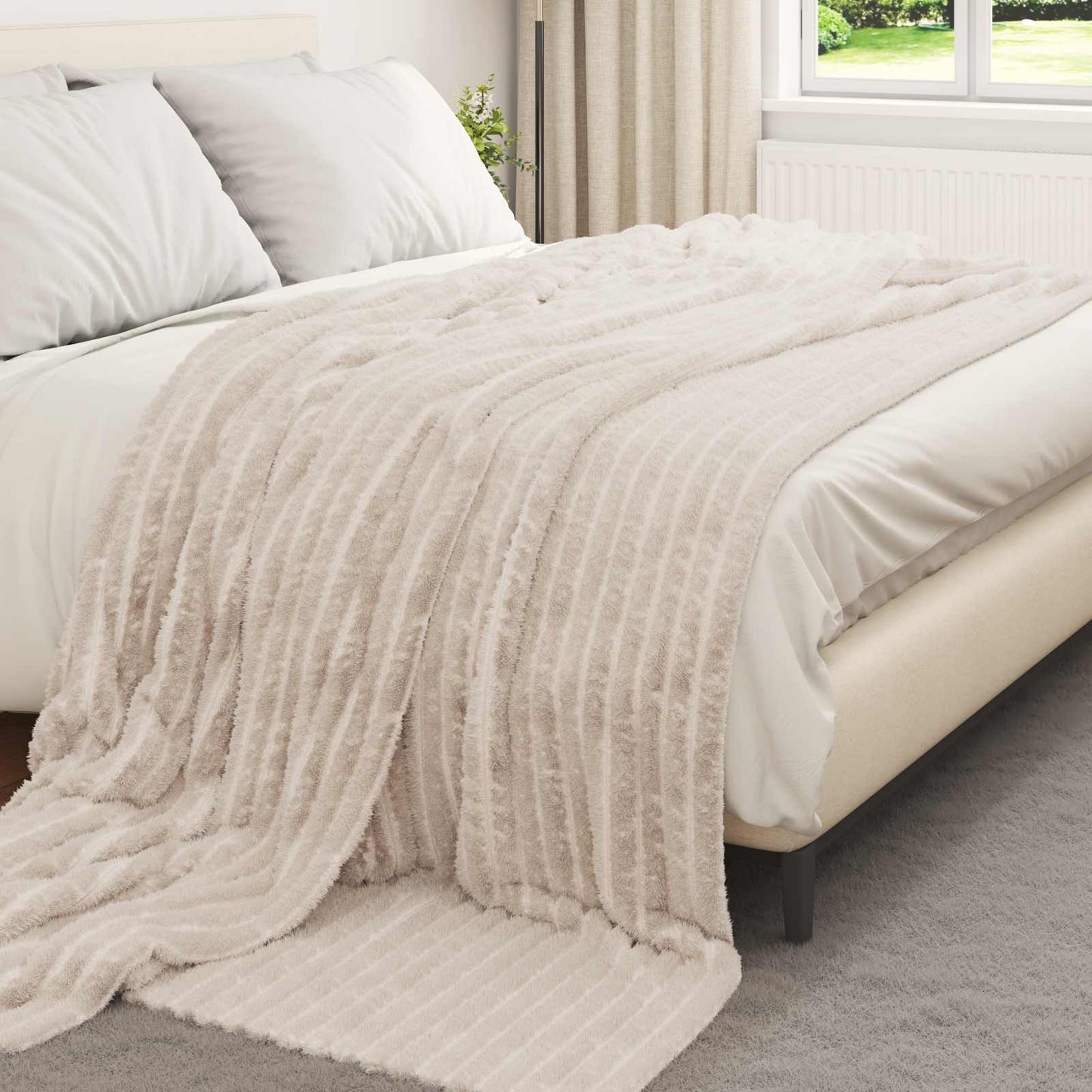 Coperte da Pile 6 pcs Beige 270 x 240 cm Panno | homemem39