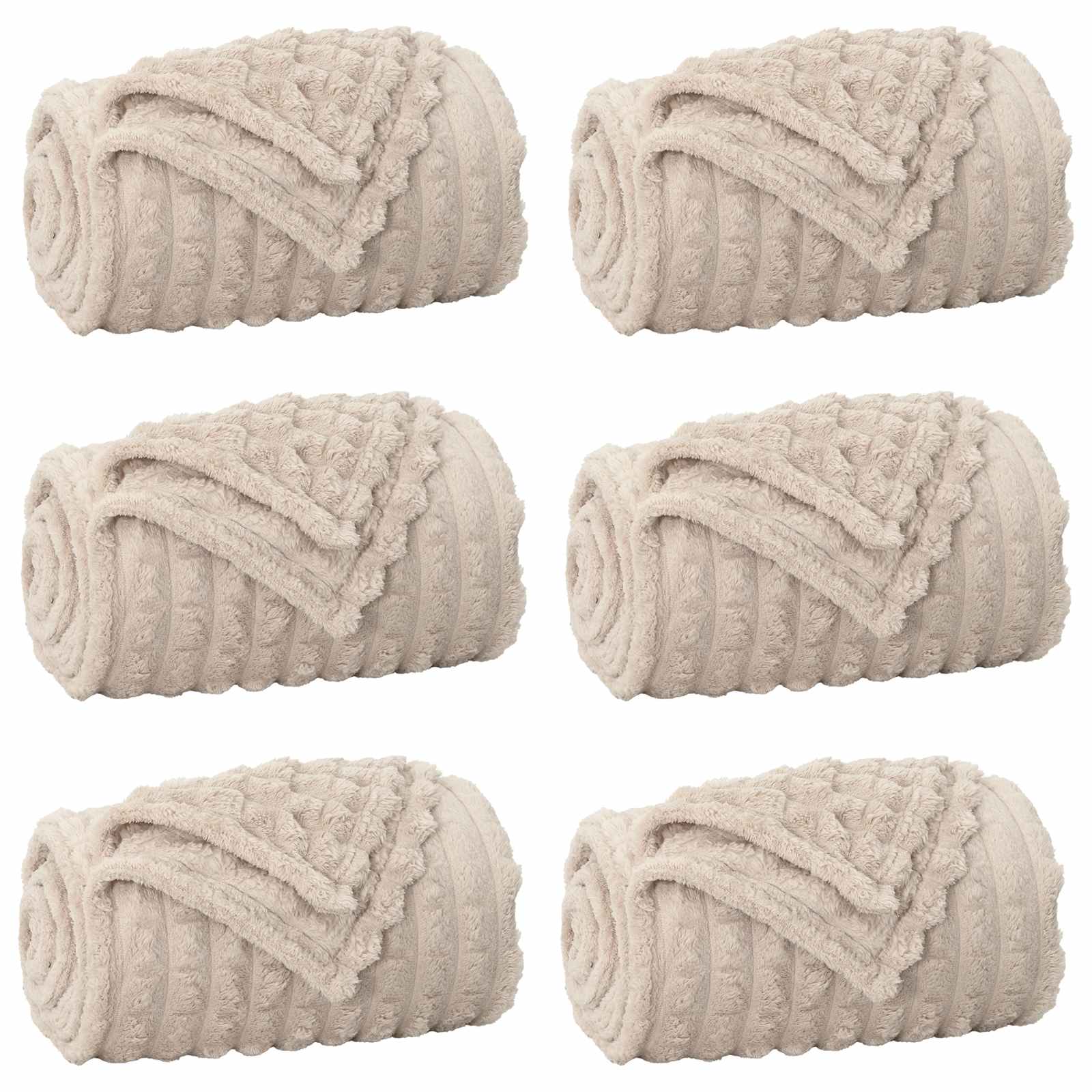 Coperte da Pile 6 pcs Beige 270 x 240 cm Panno | homemem39