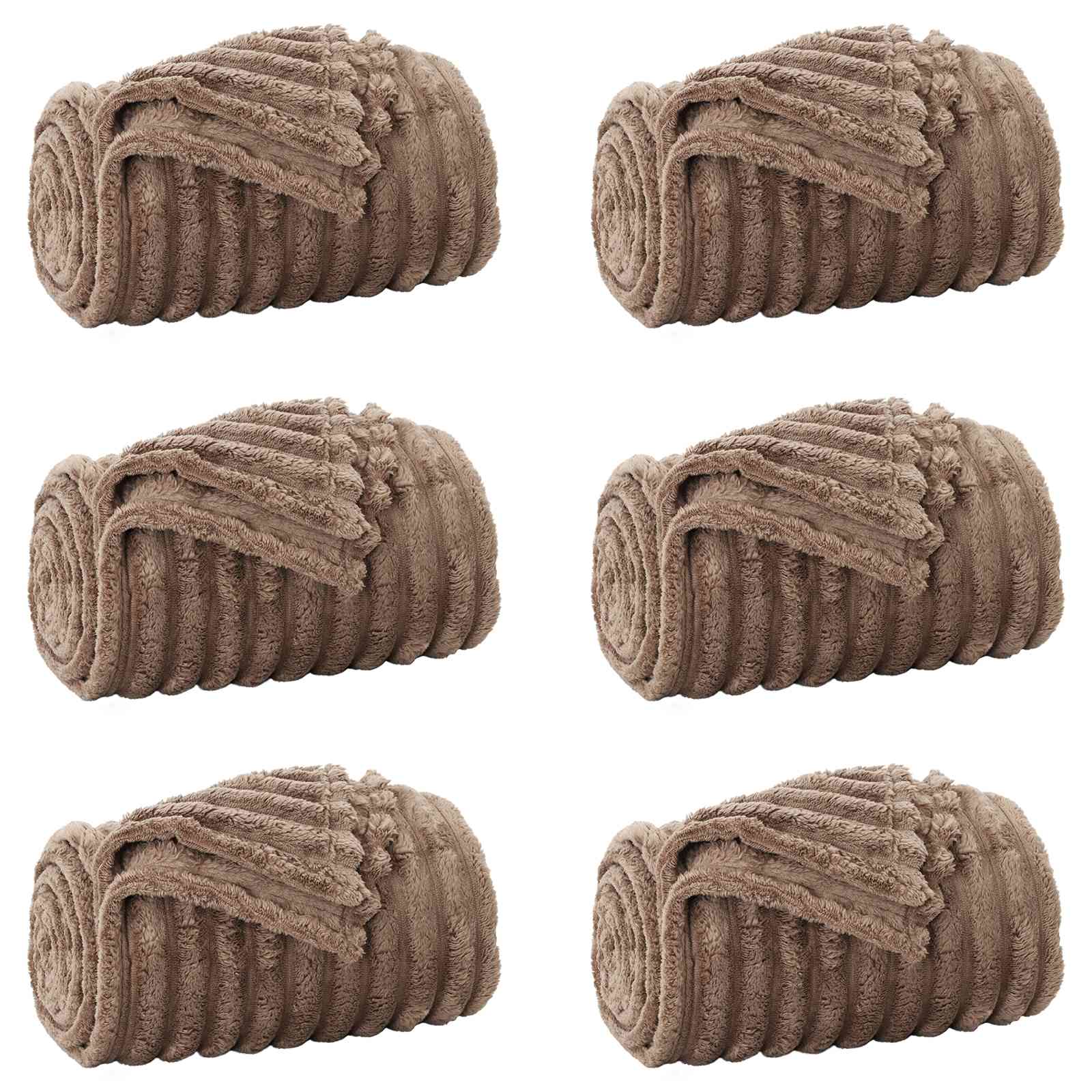 Coperte da Pile 6 pcs Cammello 200 x 150 cm Panno | homemem39
