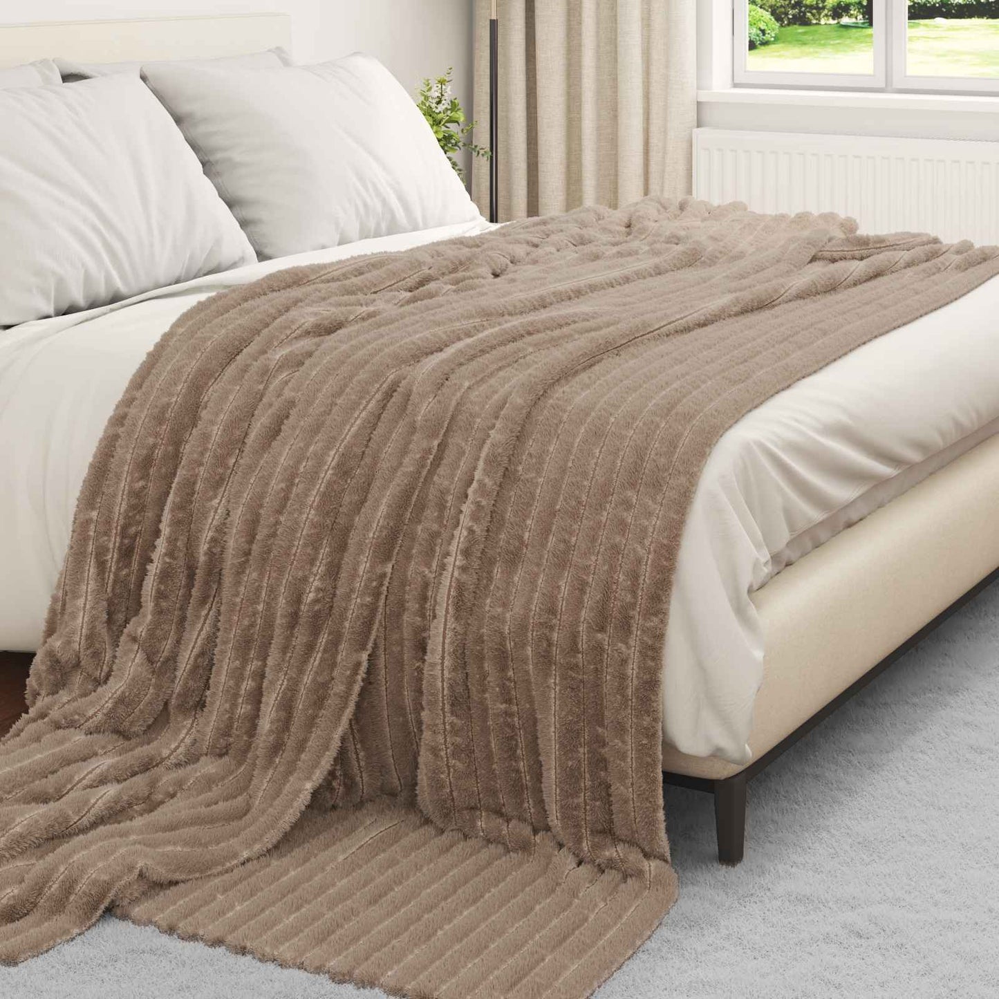 Coperte da Pile 6 pcs Cammello 240 x 220 cm Panno | homemem39