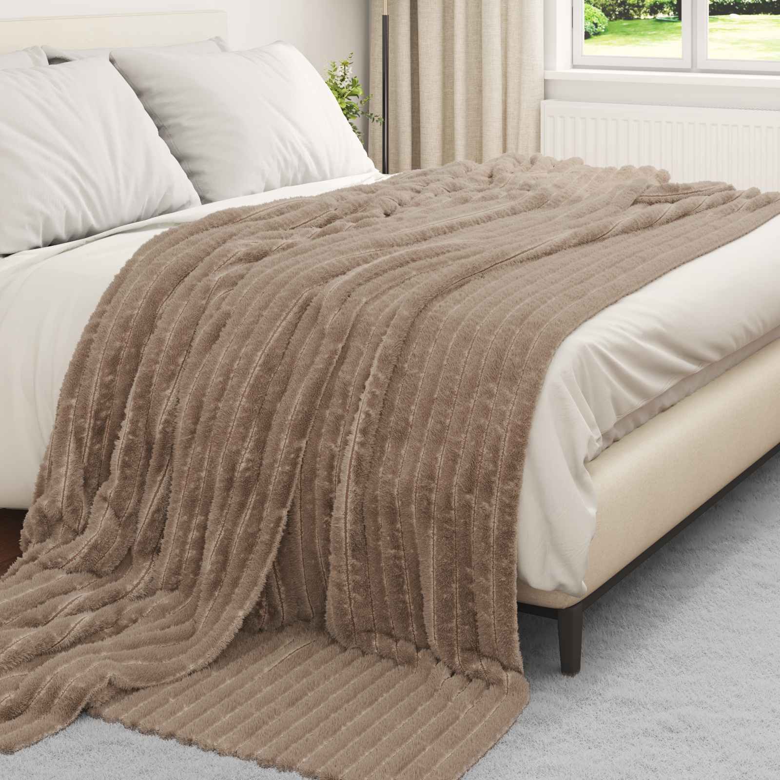 Coperte da Pile 6 pcs Cammello 240 x 220 cm Panno | homemem39
