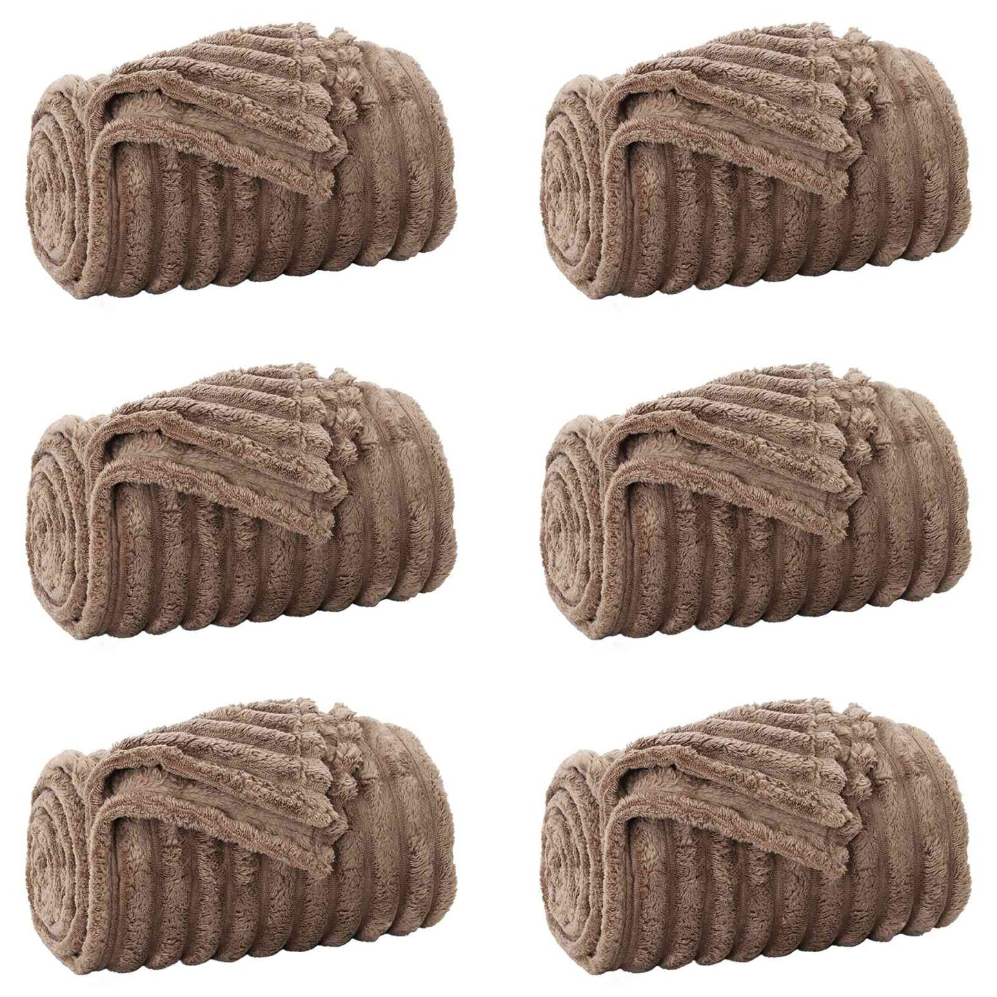 Coperte da Pile 6 pcs Cammello 240 x 220 cm Panno | homemem39