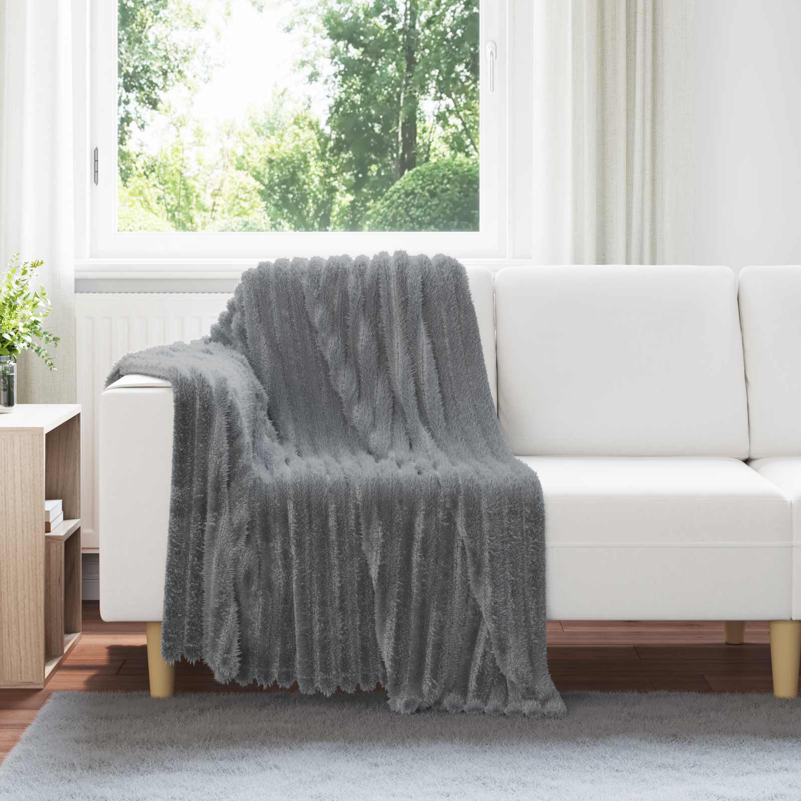 Coperte da Pile 6 pcs Grigio scuro 150 x 130 cm Panno | homemem39