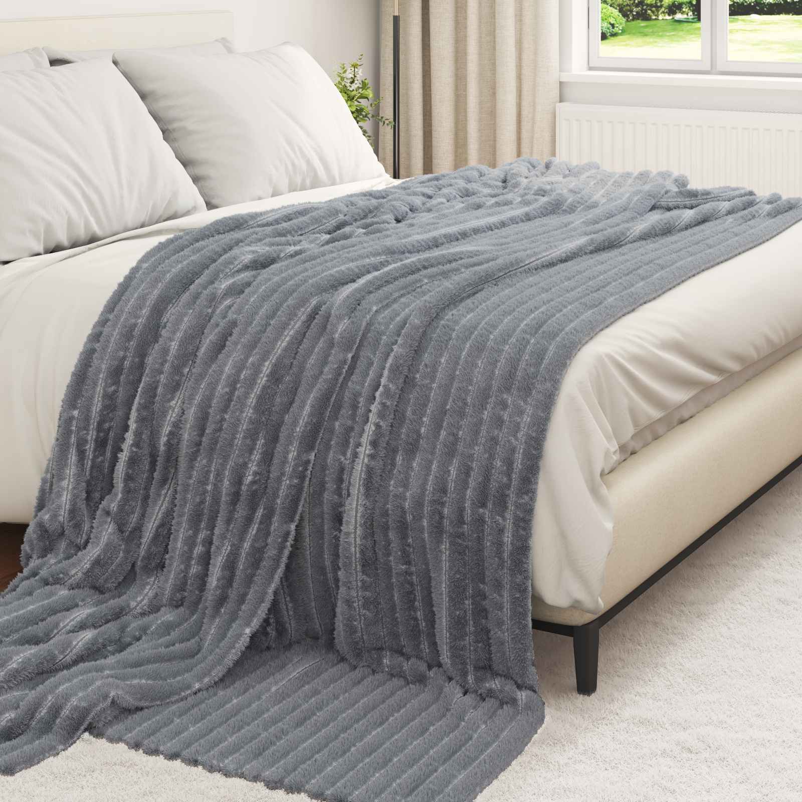 Coperte da Pile 6 pcs Grigio scuro 270 x 240 cm Panno | homemem39