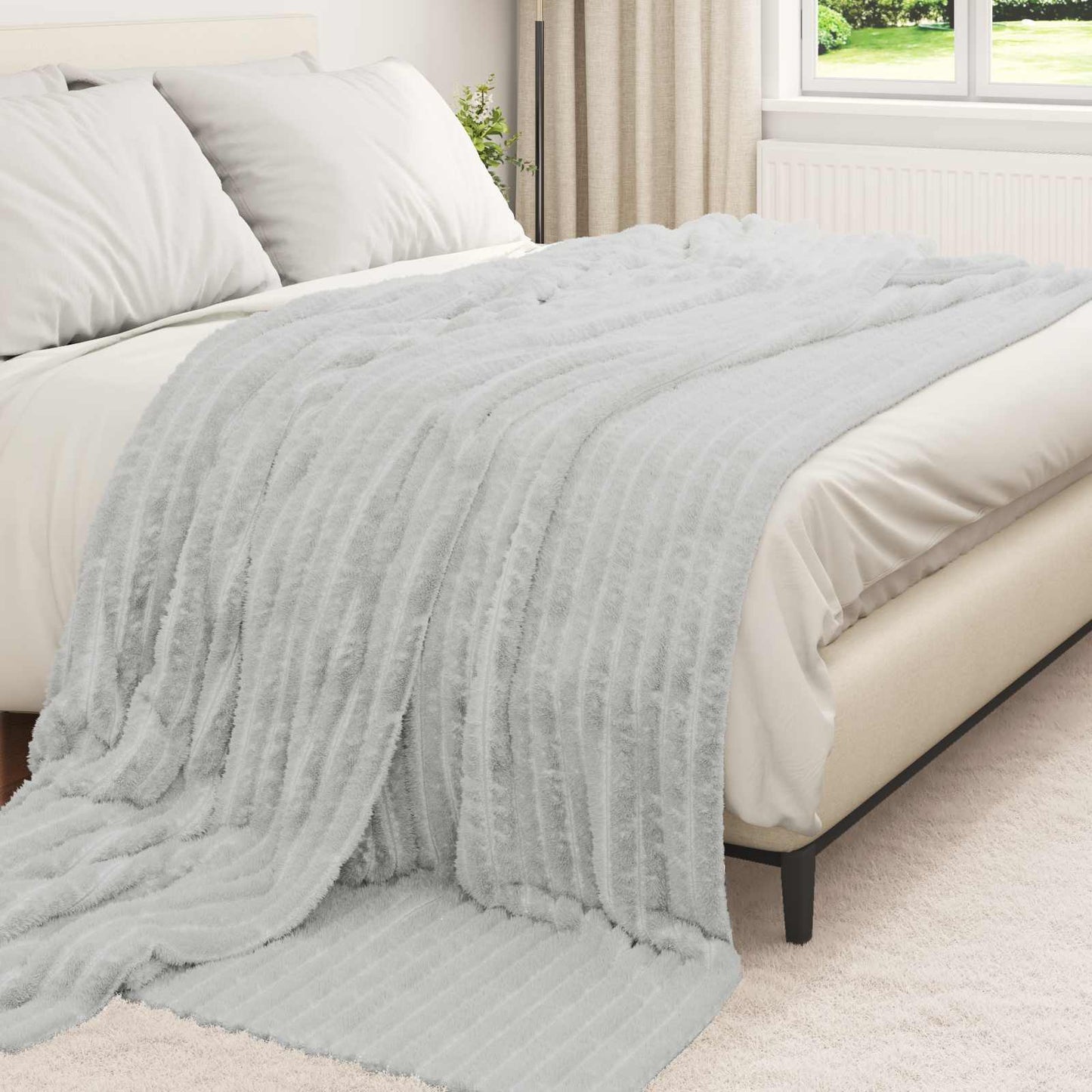 Coperte da Pile 6 pcs Grigio 240 x 220 cm Panno